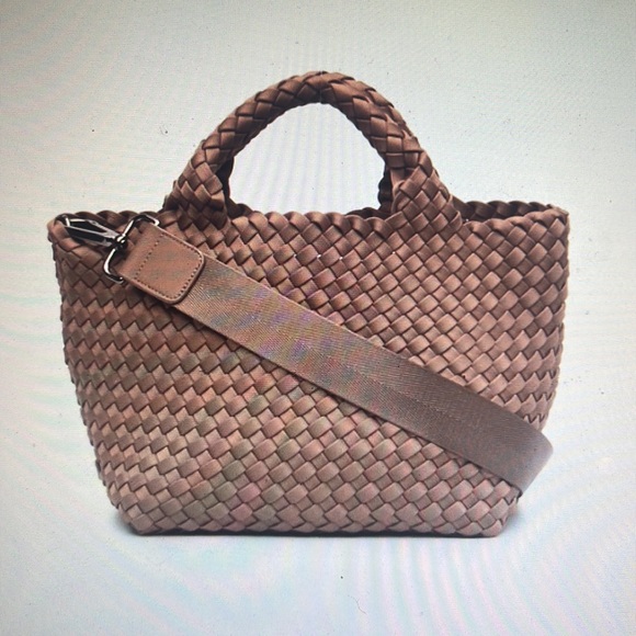 Naghedi Handbags - Naghedi St. Barths Mini Solid woven handbag, w/crossbody strap & matching pouch